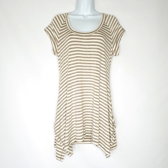 3 for 30! SALE Max Edition Striped Short Sleeve Assymetrical Tunic Top NWT Sz M - Picture 11 of 12